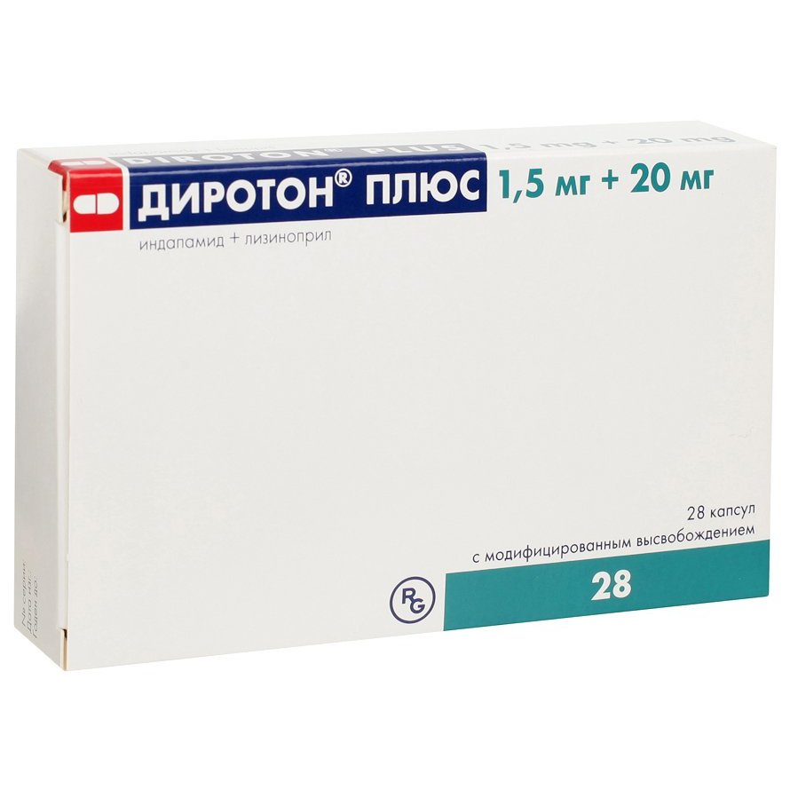 Диротон Плюс капсулы 1,5+20 мг 28 шт., цены от 559 ₽,   .